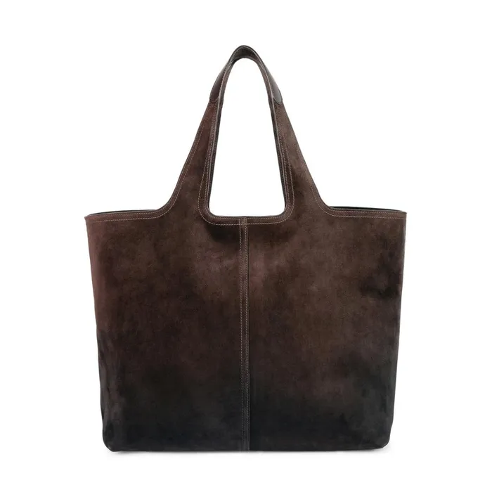 Women Dark Brown Suede Shoulder Bag Santoni Bags