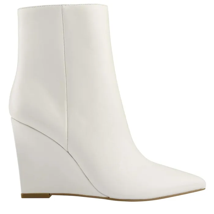 Women Dayna Wedge Bootie Chic Cream Leather Marc Fisher Booties