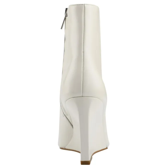 Women Dayna Wedge Bootie Chic Cream Leather Marc Fisher Booties
