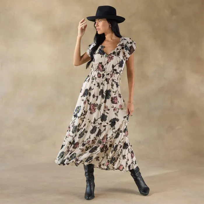 Women Delaney Midi Dress Floral Sundance Catalog Dresses and Jumpsuits
