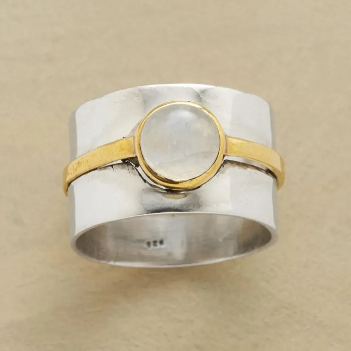 Women Double Banded Moonstone Ring Sundance Catalog Rings