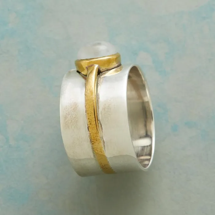 Women Double Banded Moonstone Ring Sundance Catalog Rings