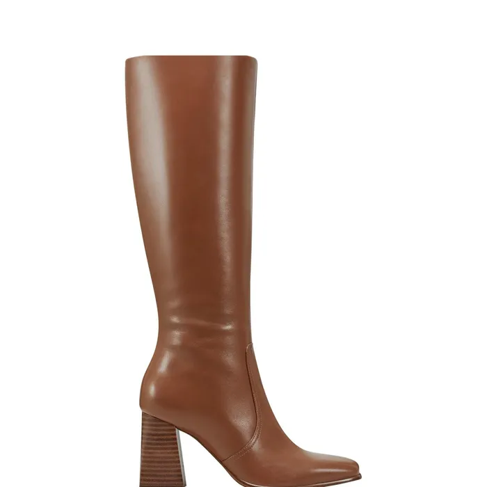 Women Dreeam Block Heeled Boot Tan Leather Marc Fisher Boots and Booties