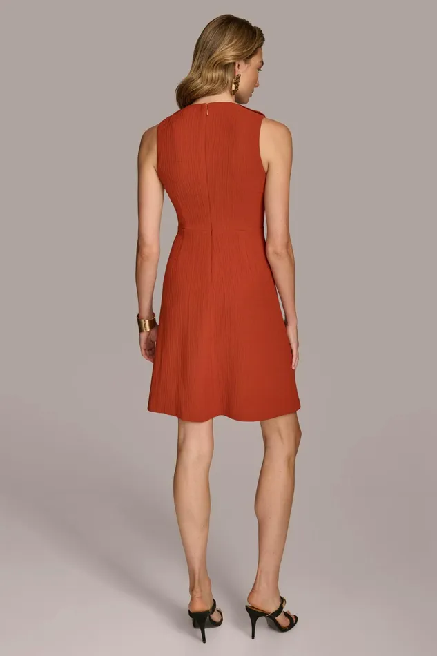 Women Dresses And Jumpsuits Donna Karan RIBBED DRESS WITH BUTTONS Burnt Orange