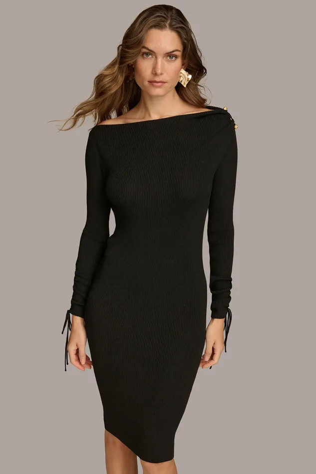 Women Dresses And Jumpsuits Donna Karan SWEATER DRESS Black