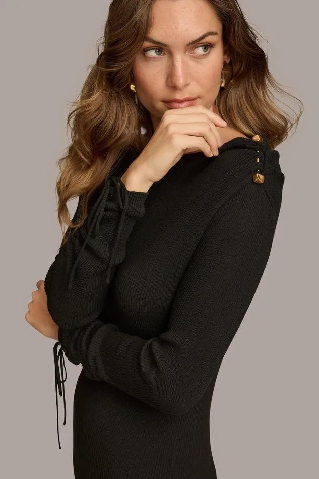 Women Dresses And Jumpsuits Donna Karan SWEATER DRESS Black