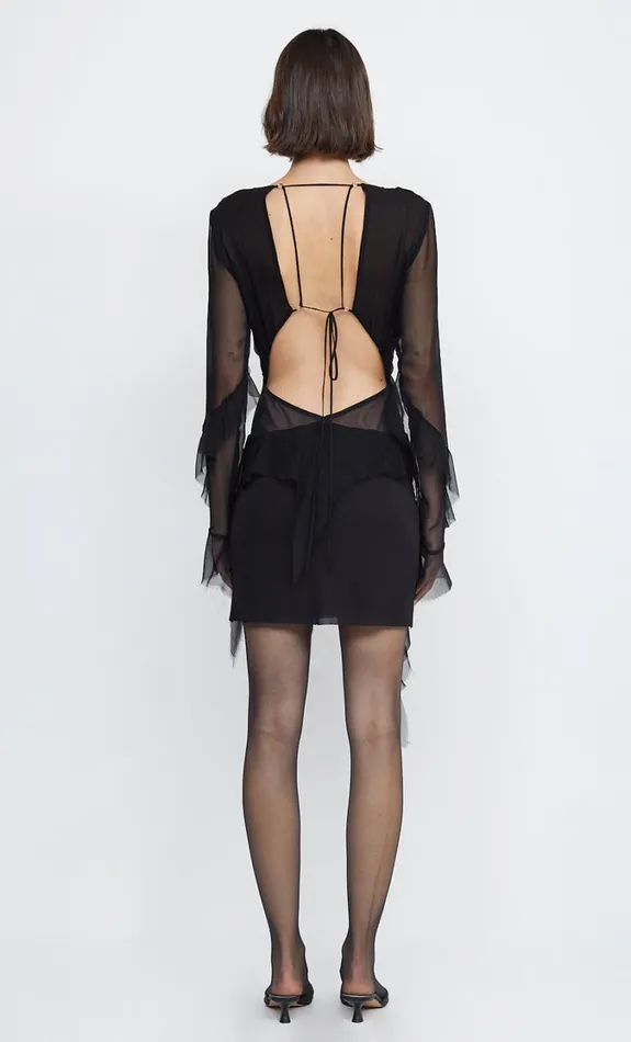 Women Dresses Bec Bridge AURELIE FRILL LONG SLEEVE MINI DRESS Black