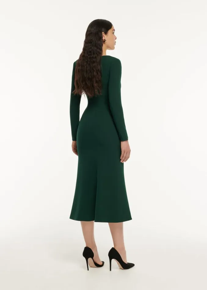 Women Dresses Roland Mouret Long Sleeve Drape Detail Midi Dress