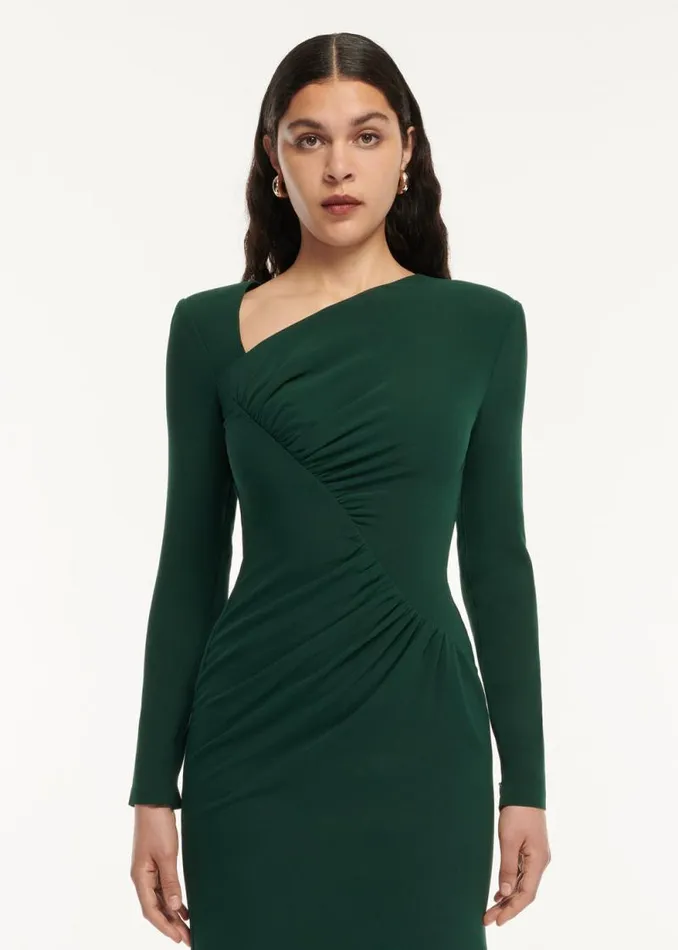 Women Dresses Roland Mouret Long Sleeve Drape Detail Midi Dress