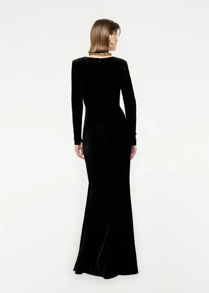 Women Dresses Roland Mouret Long Sleeve Velvet Maxi Dress