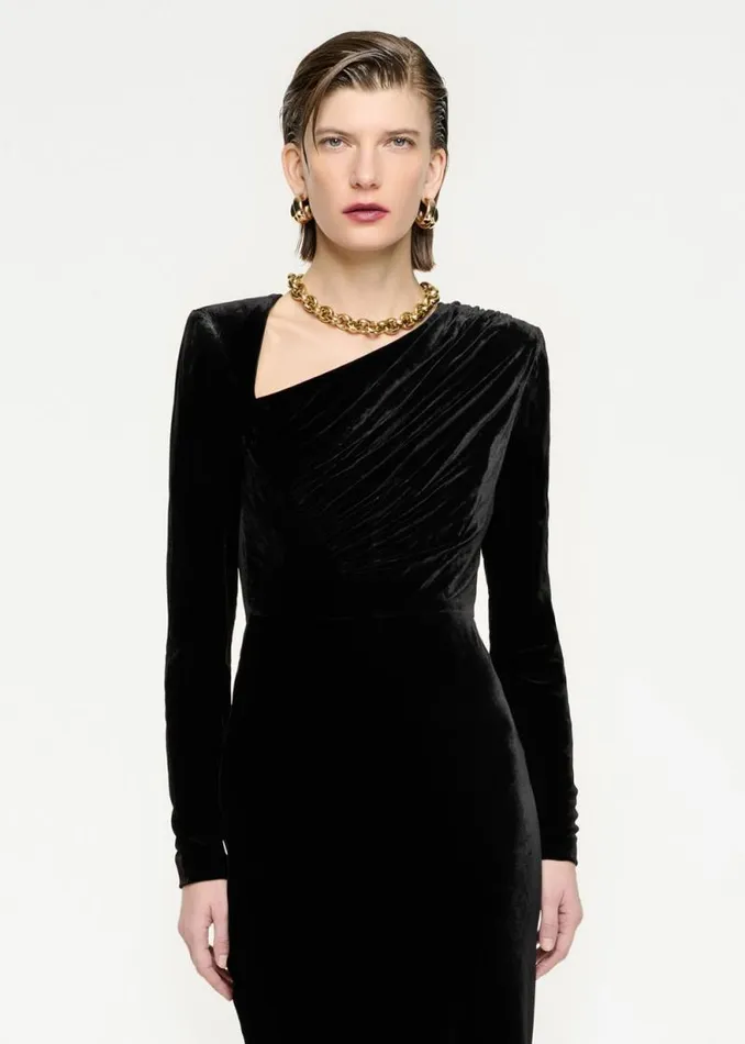 Women Dresses Roland Mouret Long Sleeve Velvet Maxi Dress