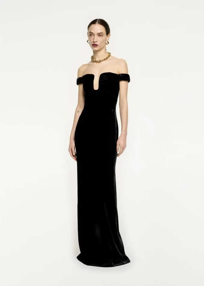 Women Dresses Roland Mouret Off The Shoulder Velvet Maxi Dress