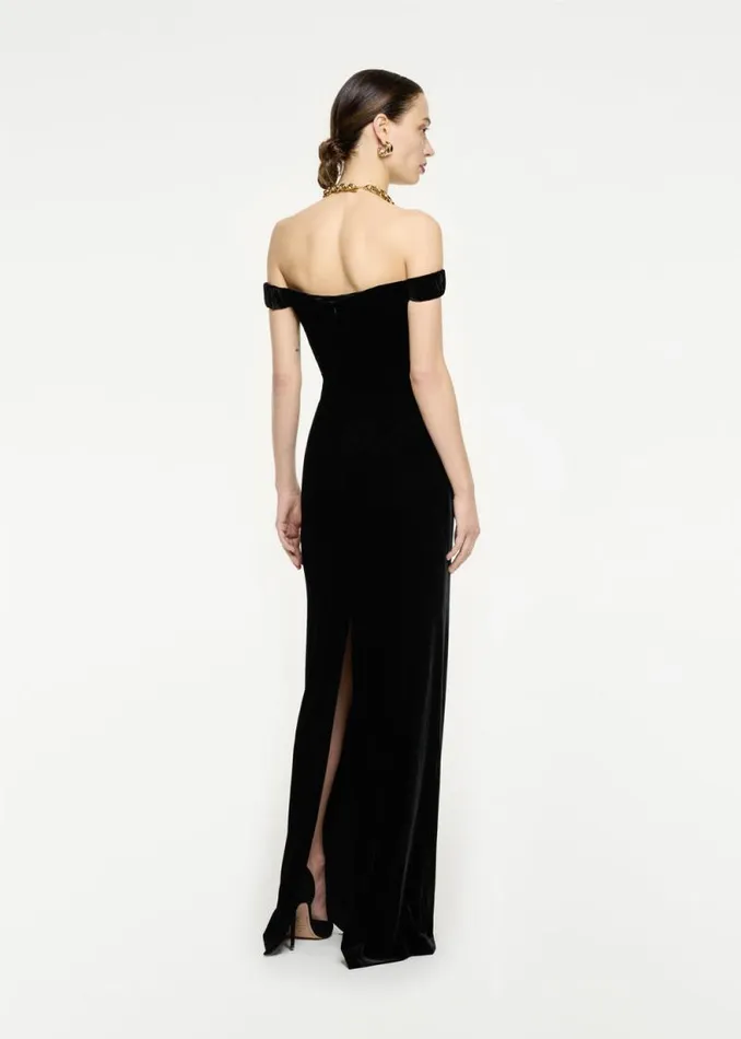 Women Dresses Roland Mouret Off The Shoulder Velvet Maxi Dress