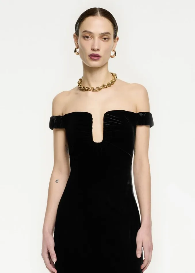 Women Dresses Roland Mouret Off The Shoulder Velvet Maxi Dress