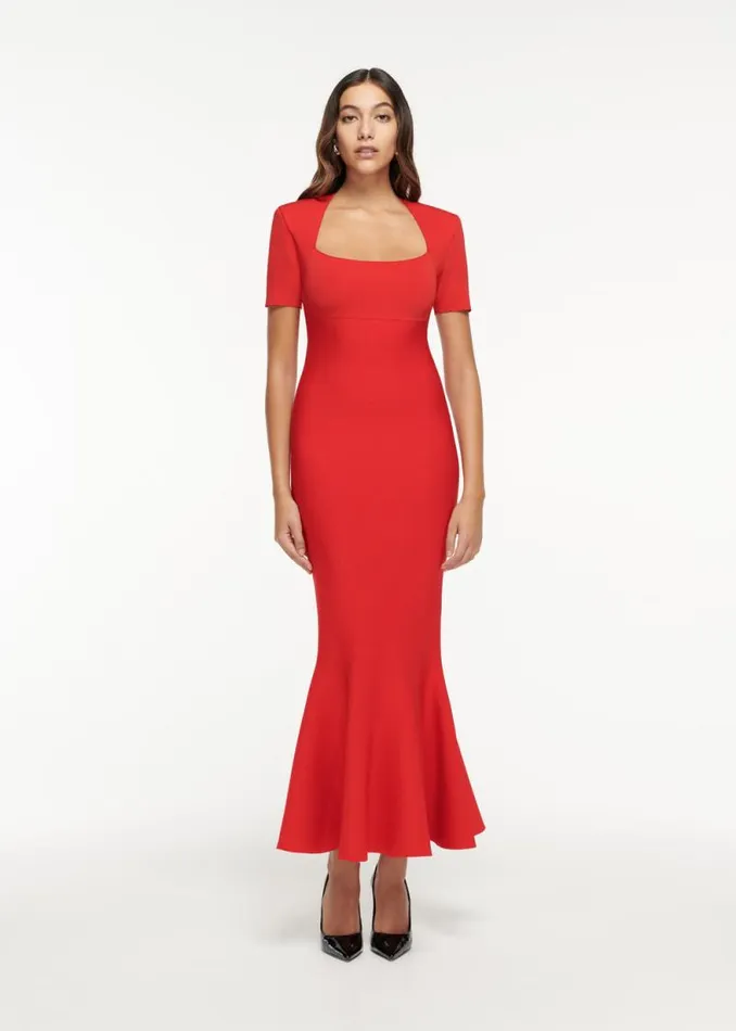 Women Dresses Roland Mouret Short Sleeve Flat Knit Maxi Dress