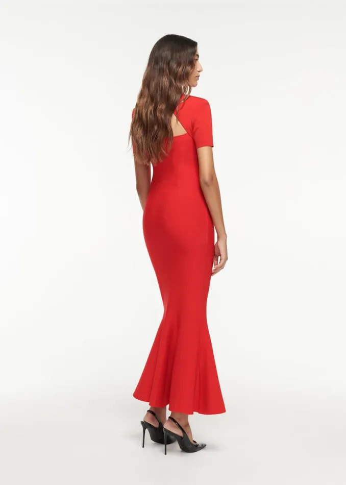 Women Dresses Roland Mouret Short Sleeve Flat Knit Maxi Dress