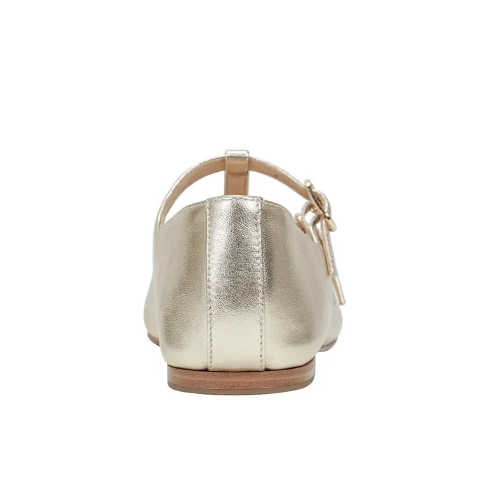 Women Evie Ballet Flat Gold Leather Marc Fisher Loafers and Flats