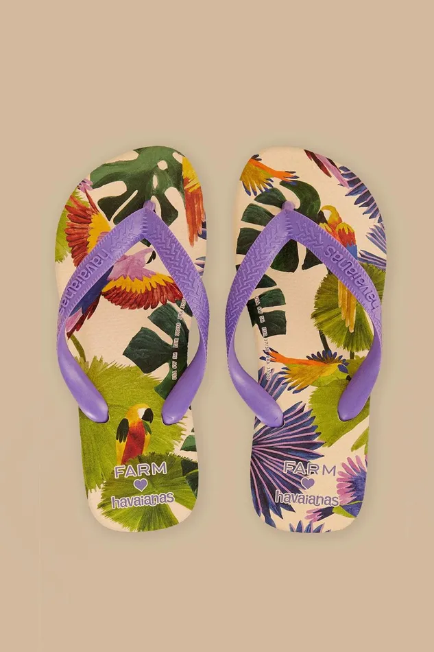 Women Farm Passaros Pintados Havaianas Sandals Purple FARM Rio Sandals Women Farm Passaros Pintados Havaianas Sandals Purple FARM Rio Sandals