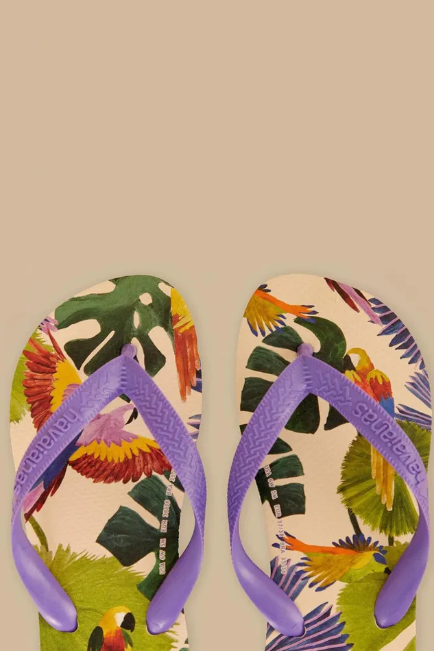 Women Farm Passaros Pintados Havaianas Sandals Purple FARM Rio Sandals Women Farm Passaros Pintados Havaianas Sandals Purple FARM Rio Sandals