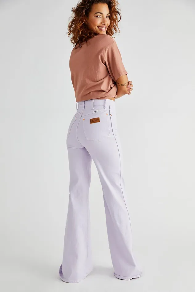 Women Flare Jeans Free People Wrangler Wanderer High Rise Flare Jeans Lavender Fog