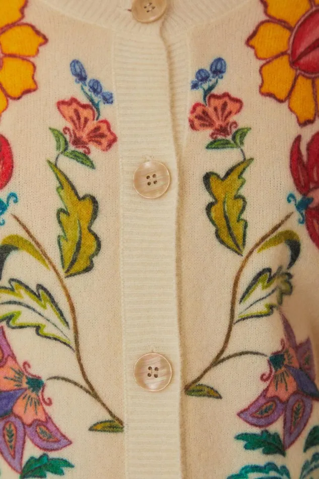 Women Floral Insects Knit Cardigan Floral Insects Offwhite FARM Rio Cardigans