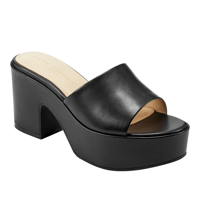 Women Forina Platform Slide Sandal Black Marc Fisher Mules and Slides