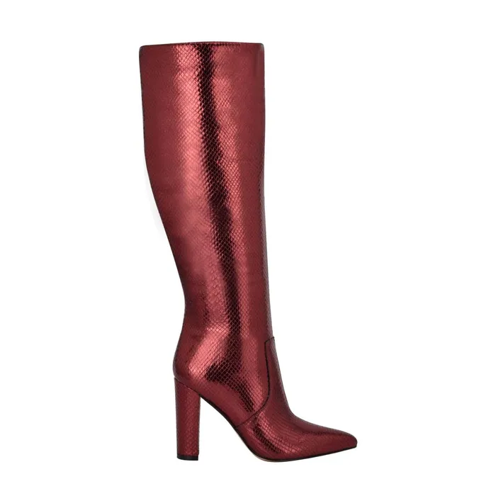 Women Giancarlo Heeled Boot Red Snake Suede Marc Fisher Boots