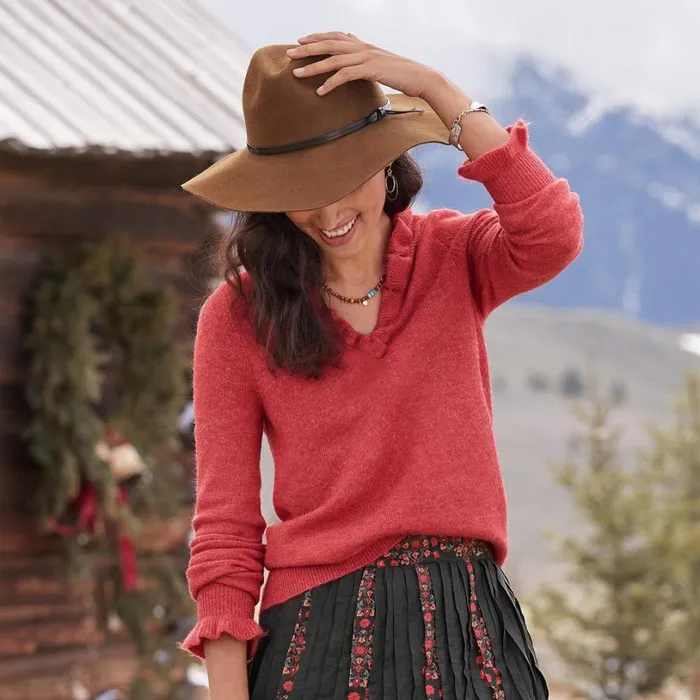 Women Gisella Ruffle Sweater Waterfall Sundance Catalog Sweaters Women Gisella Ruffle Sweater Waterfall Sundance Catalog Sweaters