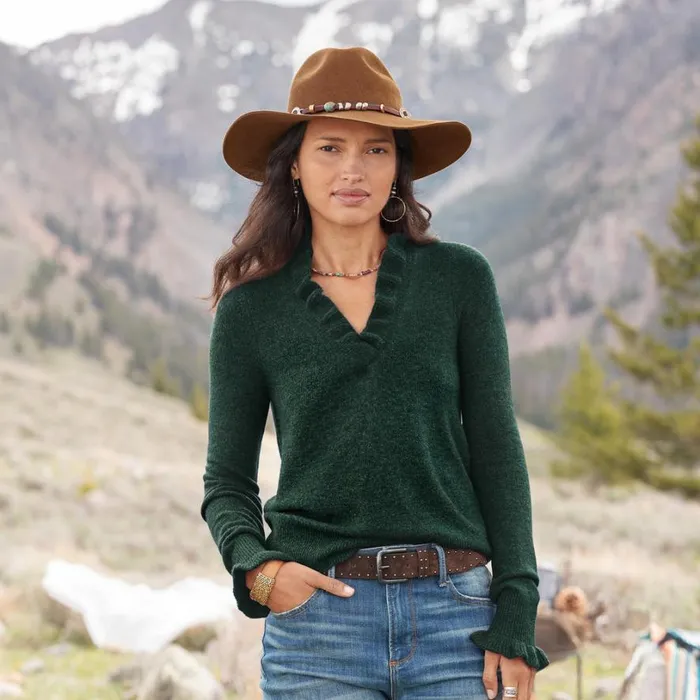 Women Gisella Ruffle Sweater Waterfall Sundance Catalog Sweaters Women Gisella Ruffle Sweater Waterfall Sundance Catalog Sweaters
