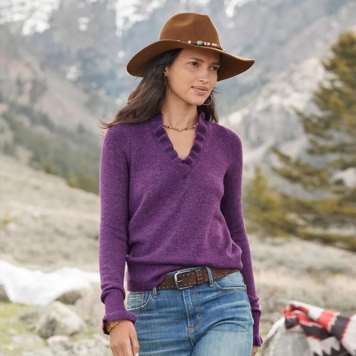Women Gisella Ruffle Sweater Waterfall Sundance Catalog Sweaters Women Gisella Ruffle Sweater Waterfall Sundance Catalog Sweaters