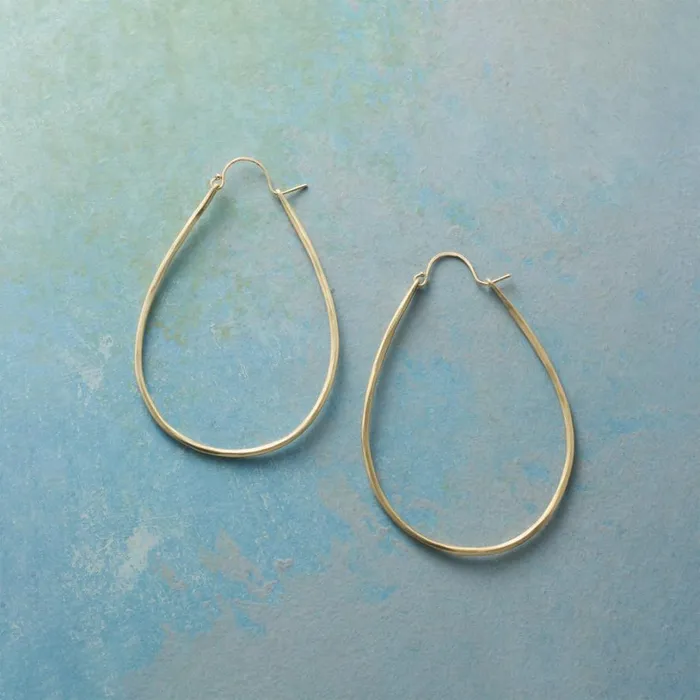Women Golden Pear Hoops Sundance Catalog Earrings