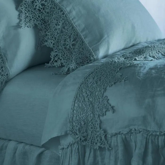 Women Gossamer Linen Lace Flat Sheet Cenote Sundance Catalog Bedding and Bath Women Gossamer Linen Lace Flat Sheet Cenote Sundance Catalog Bedding and Bath