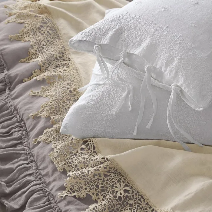 Women Gossamer Linen Lace Flat Sheet Cenote Sundance Catalog Bedding and Bath Women Gossamer Linen Lace Flat Sheet Cenote Sundance Catalog Bedding and Bath