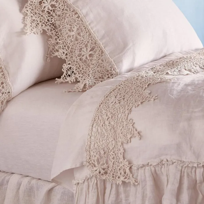 Women Gossamer Linen Lace Flat Sheet Cenote Sundance Catalog Bedding and Bath Women Gossamer Linen Lace Flat Sheet Cenote Sundance Catalog Bedding and Bath