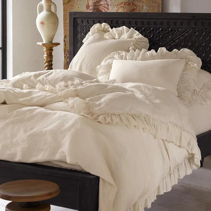 Women Gossamer Linen Ruffle Bedskirt Sea Sundance Catalog Bedding and Bath Women Gossamer Linen Ruffle Bedskirt Sea Sundance Catalog Bedding and Bath