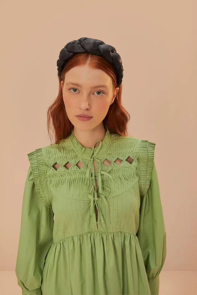 Women Green Open Yoke Mini Dress Green FARM Rio Mini Dresses