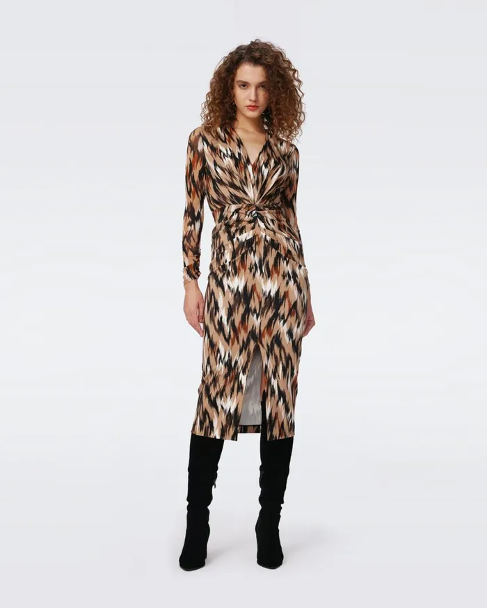 Women Hades Dress Flames Camel DVF Dresses