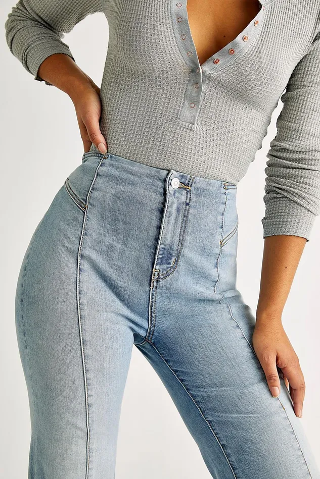 Women HighRise Jeans Free People CRVY Wild Honey Denim Monroe
