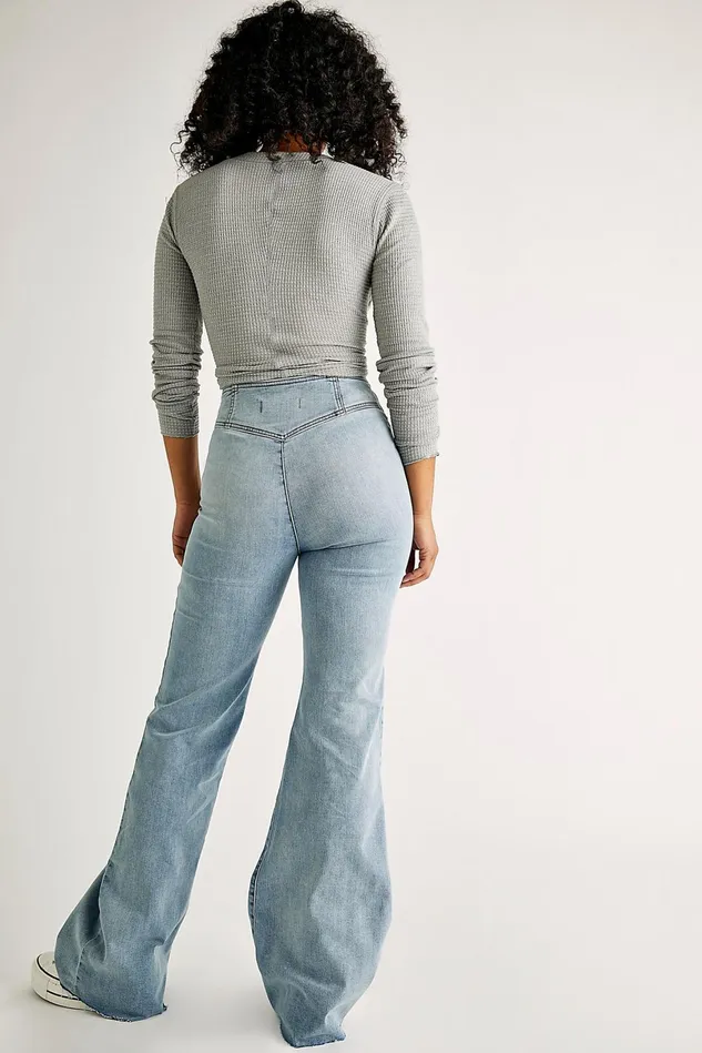 Women HighRise Jeans Free People CRVY Wild Honey Denim Monroe