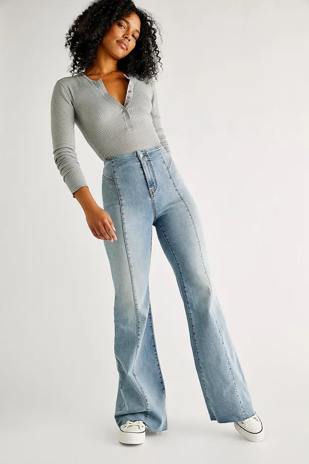 Women HighRise Jeans Free People CRVY Wild Honey Denim Monroe