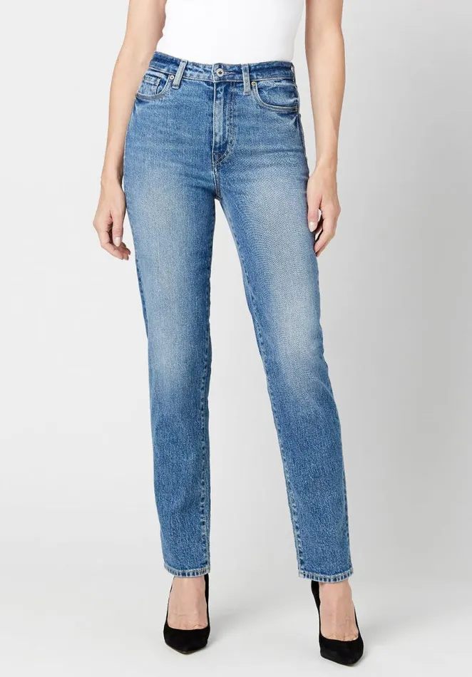 Women High Rise Straight Jayden Jeans Indigo Buffalo David Bitton Straight Leg