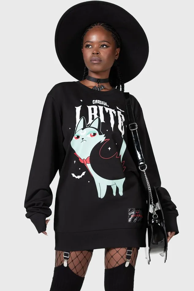 Women Hoodies Killstar Cat Spat Sweatshirt