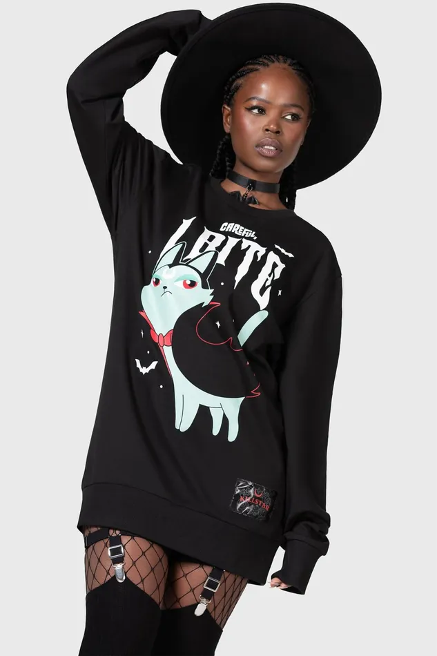 Women Hoodies Killstar Cat Spat Sweatshirt