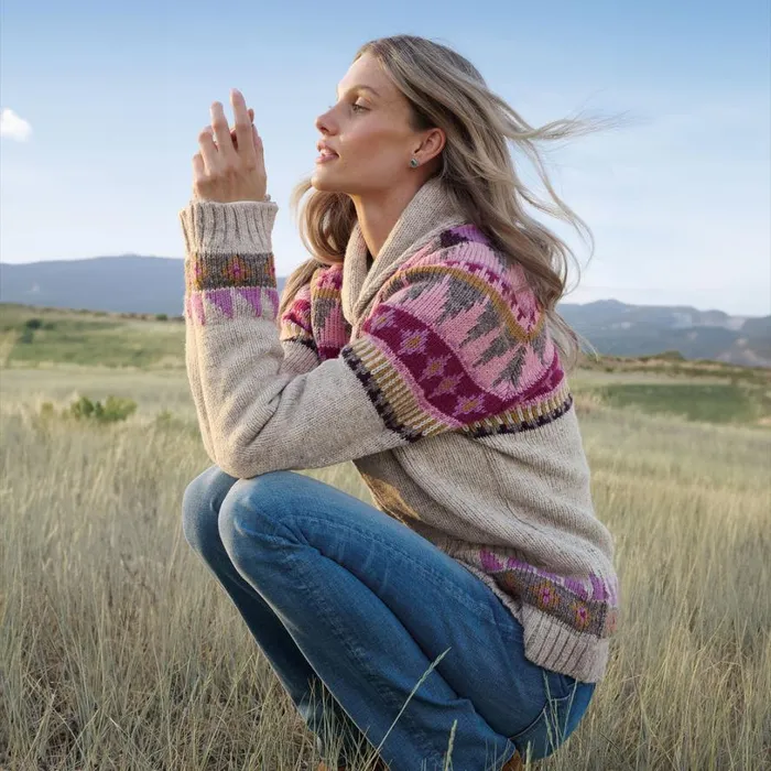 Women Ice Rose Cardigan Plum Ice Sundance Catalog Sweaters