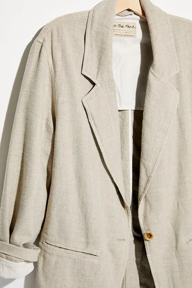 Women Jackets Free People Beckett Boyfriend Blazer Stone