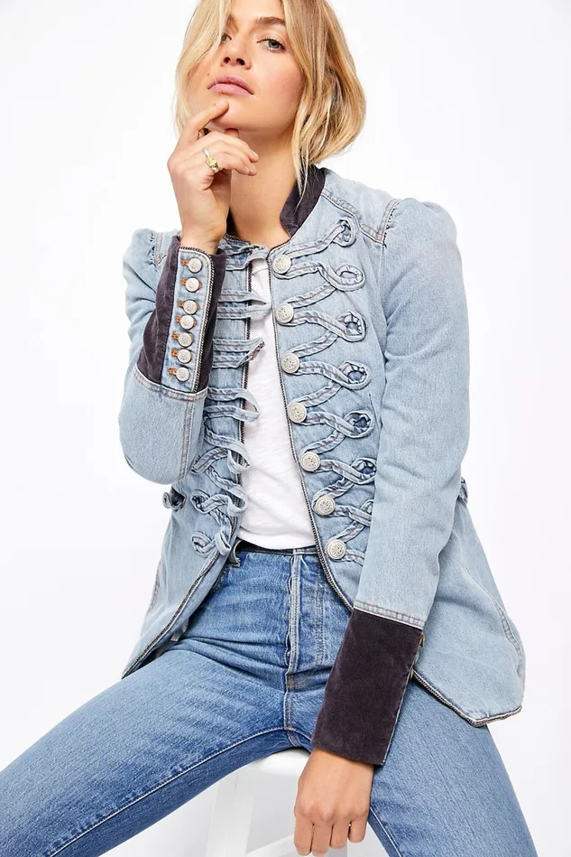Women Jackets Free People Denim Seamed And Structured Jacket Atlantic Blue