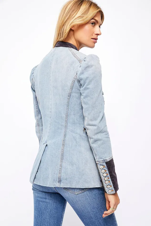 Women Jackets Free People Denim Seamed And Structured Jacket Atlantic Blue