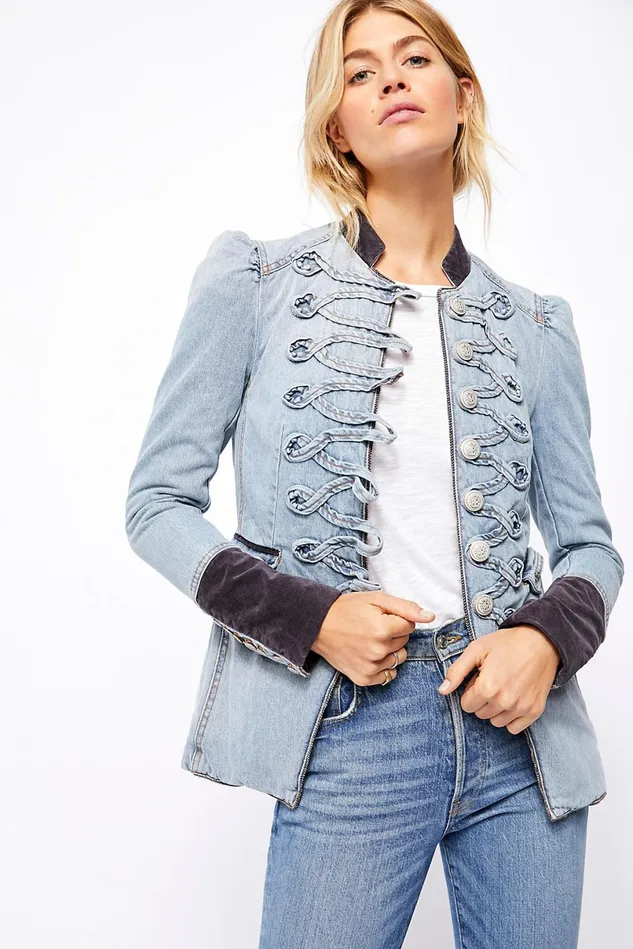 Women Jackets Free People Denim Seamed And Structured Jacket Atlantic Blue