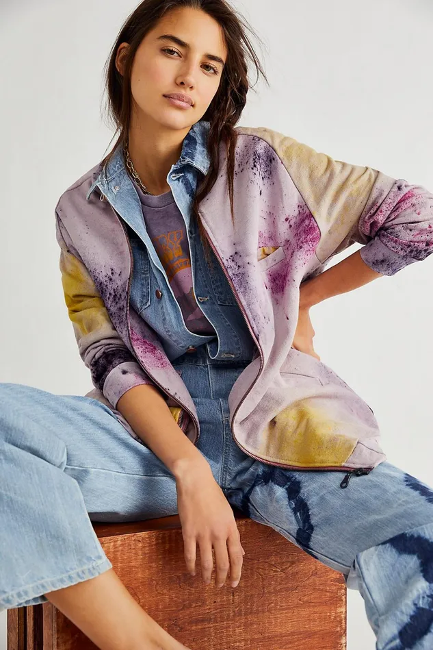 Women Jackets Free People Washed Bomber Jacket Washed Purple