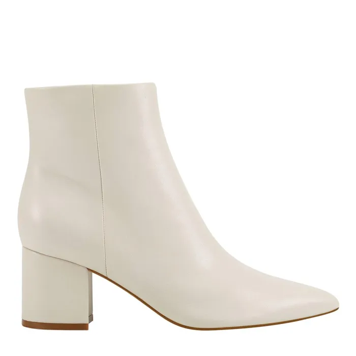Women Jarli Pointy Ankle Bootie Ivory Leather Marc Fisher Booties